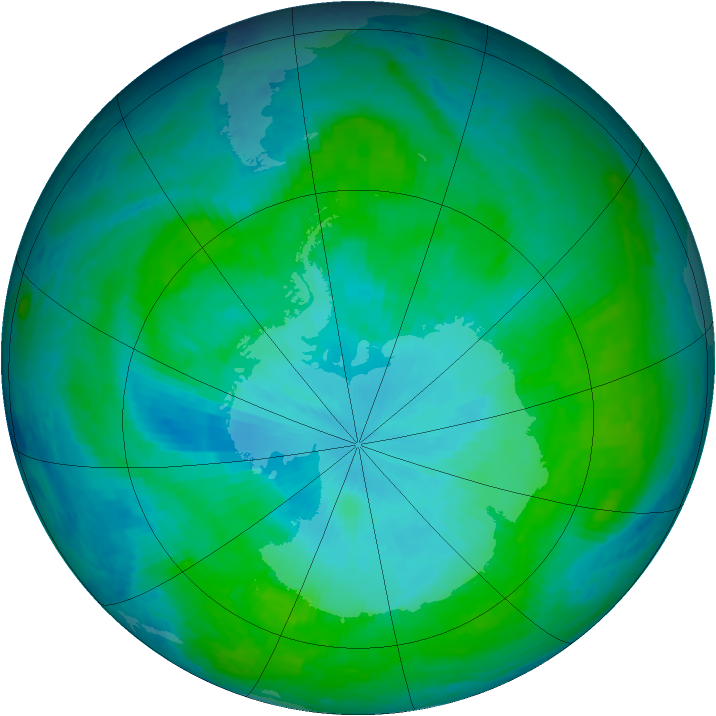 Antarctic ozone map for 11 January 2004
